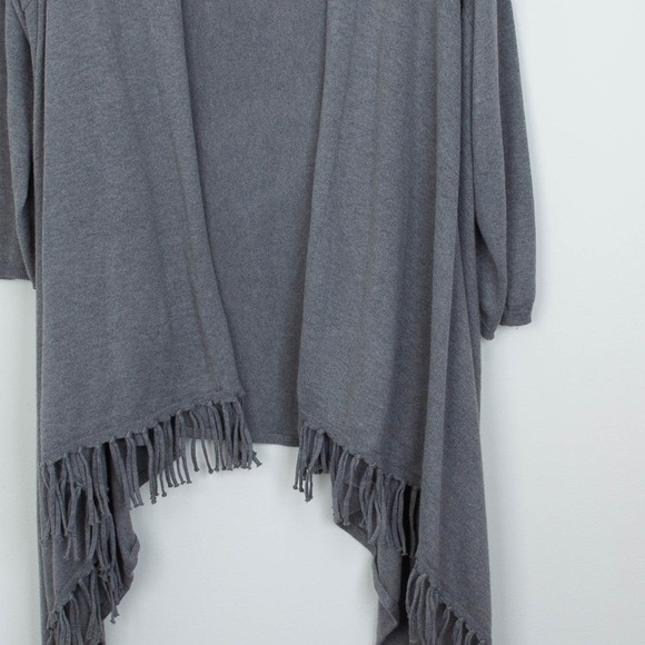Melissa McCarthy Seven7 Gray Fringe Cardigan Sweater Waterfall Duster Size 2X - Picture 4 of 11